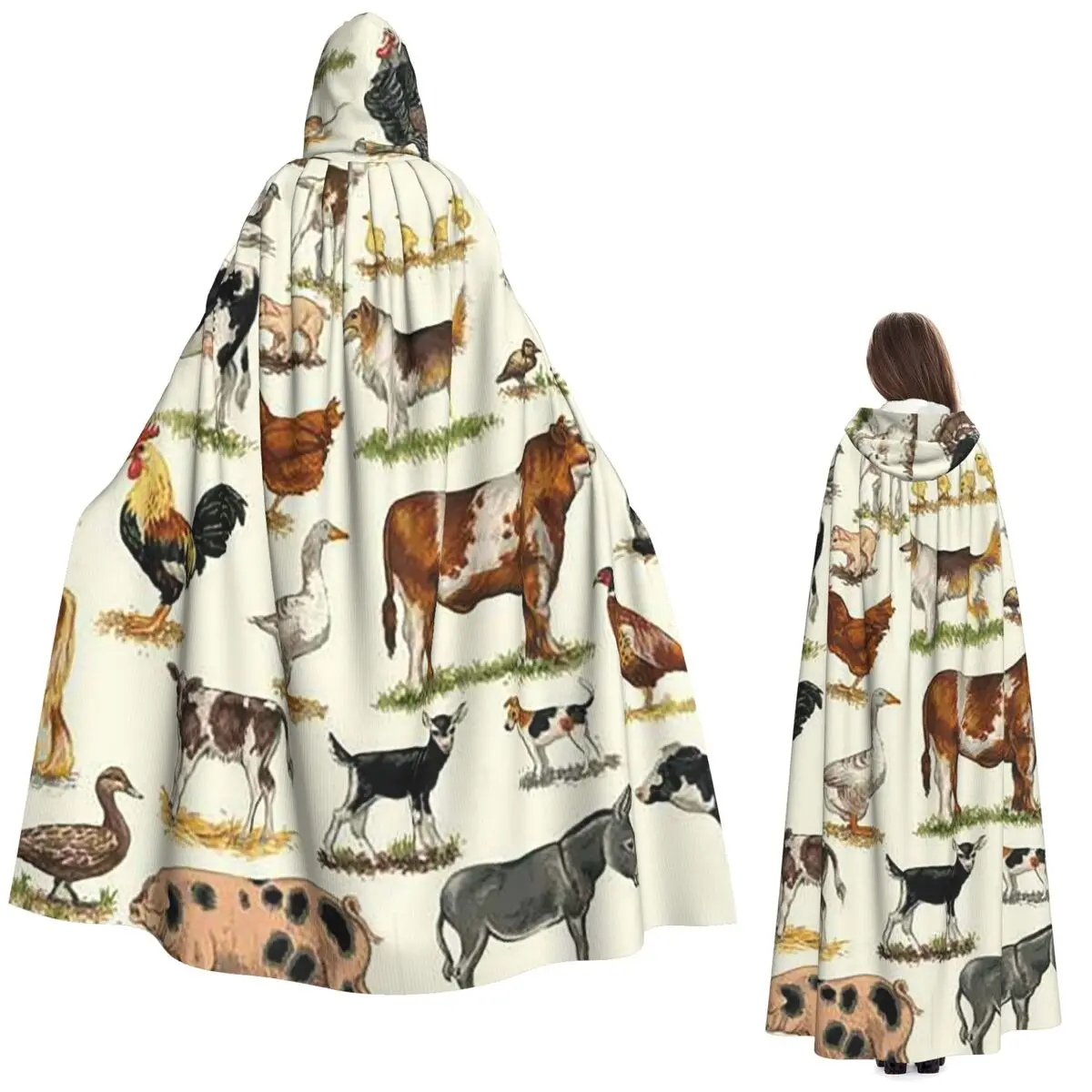 

Загородные животные, фермерский дом, деревня, домашнее животное, длинный плащ с капюшоном, средневековый костюм ведьмы, накидка для косплея, пальто на Хэллоуин для взрослых, унисекс