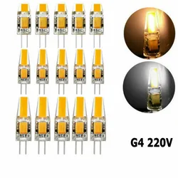 10 sztuk Mini G4 LED oświetlenie COB AC DC 12V 220V 3W 6W 7W ciepły/zimny biały 360 kąt świecenia żyrandol światła wymienić 20W 40W lampa halogenowa