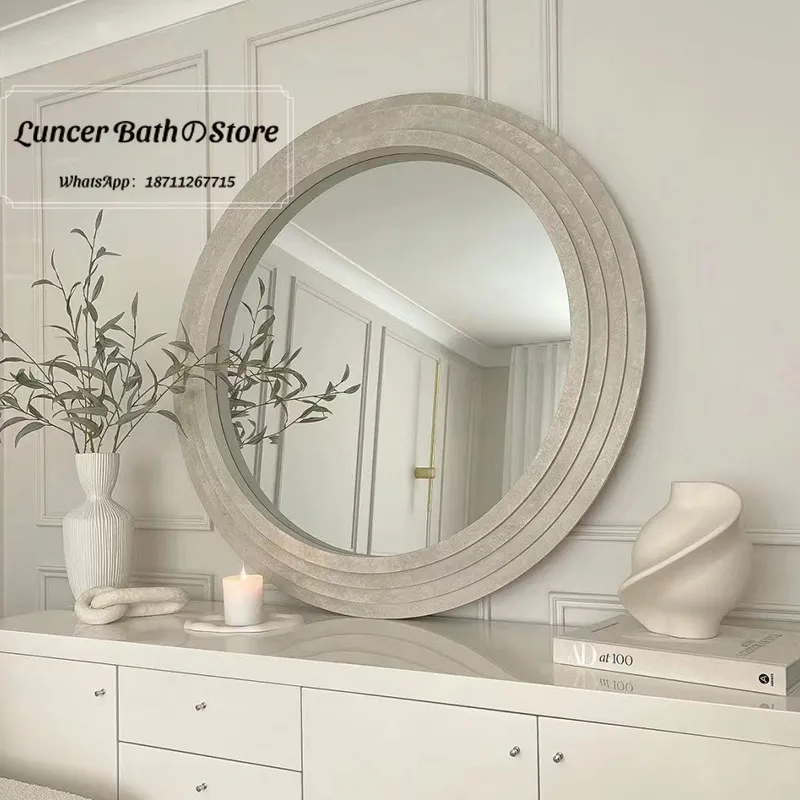 Retro makeup mirror wall hanging french entrance background wall dressing bathroom art light luxury side decoration mirror