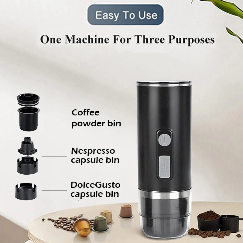 Portable Electric Coffee Maker, Handheld Coffee Maker, Rechargeable Mini Battery Espresso Machine, Coffee Capsules