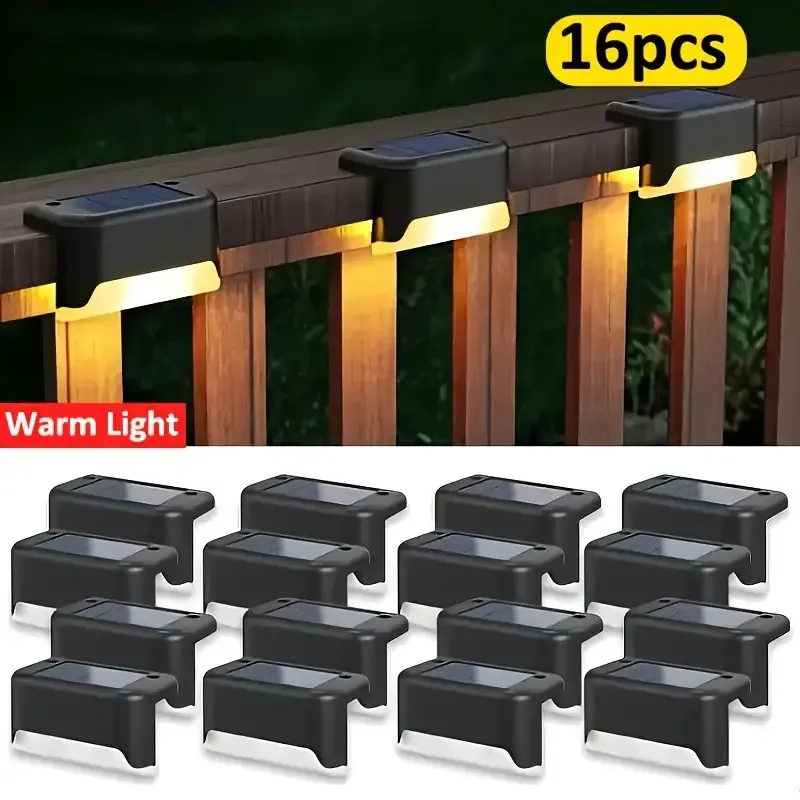 

16 PCs of solar outdoor deck lights commercial street LED step lights suitable for balconies terraces stairs fences lanes paths