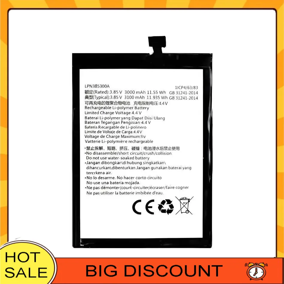 

Lightweight Long-Lasting Performance For Hisense F26 HLTE200T HLTE200M LPN385300A 3000Mah Mobile Phone Battery