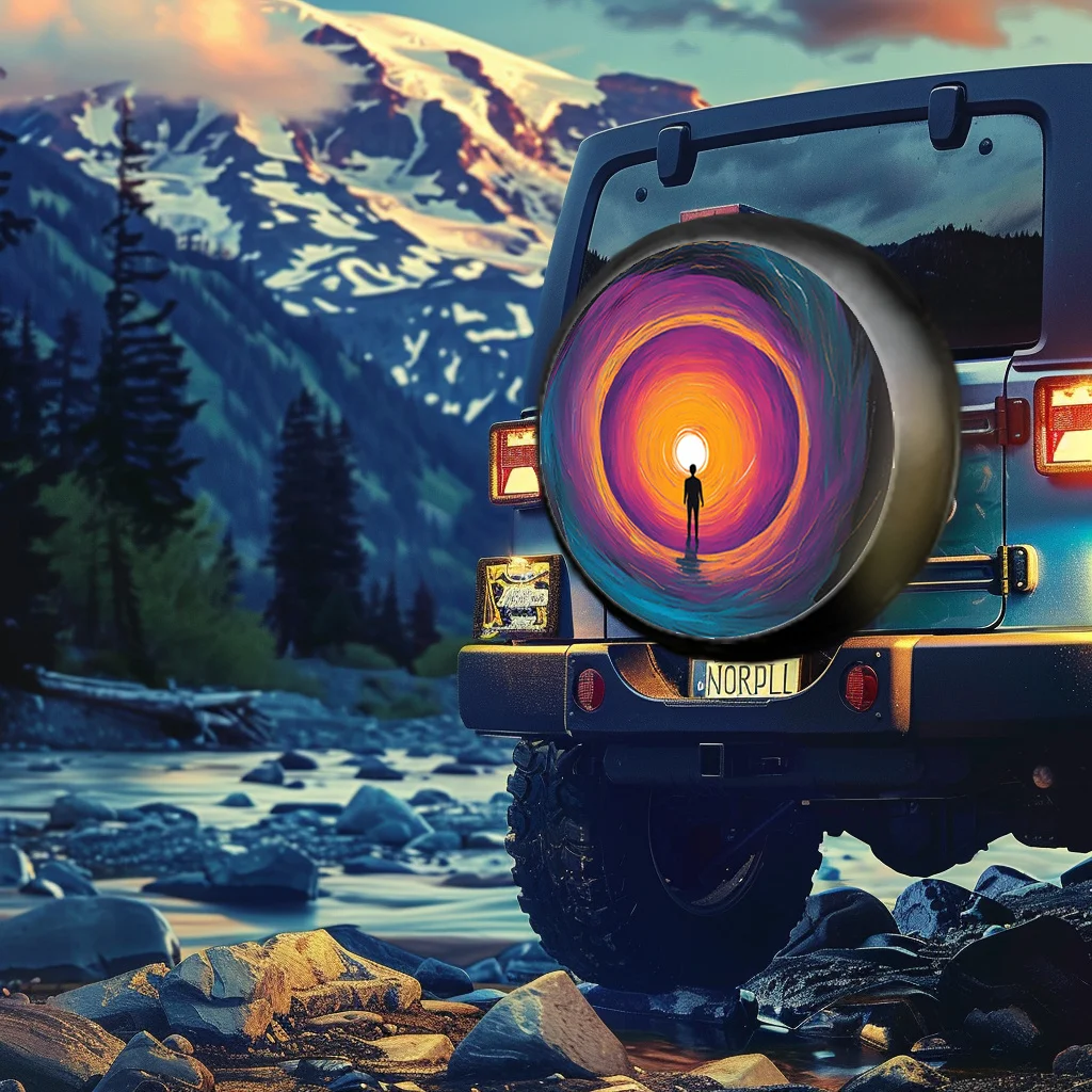 أغطية إطارات منقوشة على شكل السماء المرصعة بالنجوم، مناسبة للطرق الوعرة، والأعمال التجارية، ومركبات السفر، مما يوفر رؤية حالمة ونابضة بالحياة #1