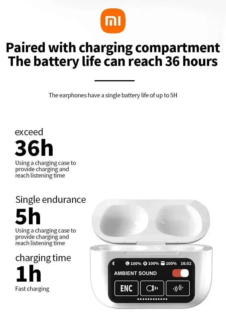 Earphone Nirkabel Bluetooth Xiaomi A10Pro dengan Earphone Tidur Olahraga Penutup Pelindung Cerdas Kualitas Suara HiFi Digital