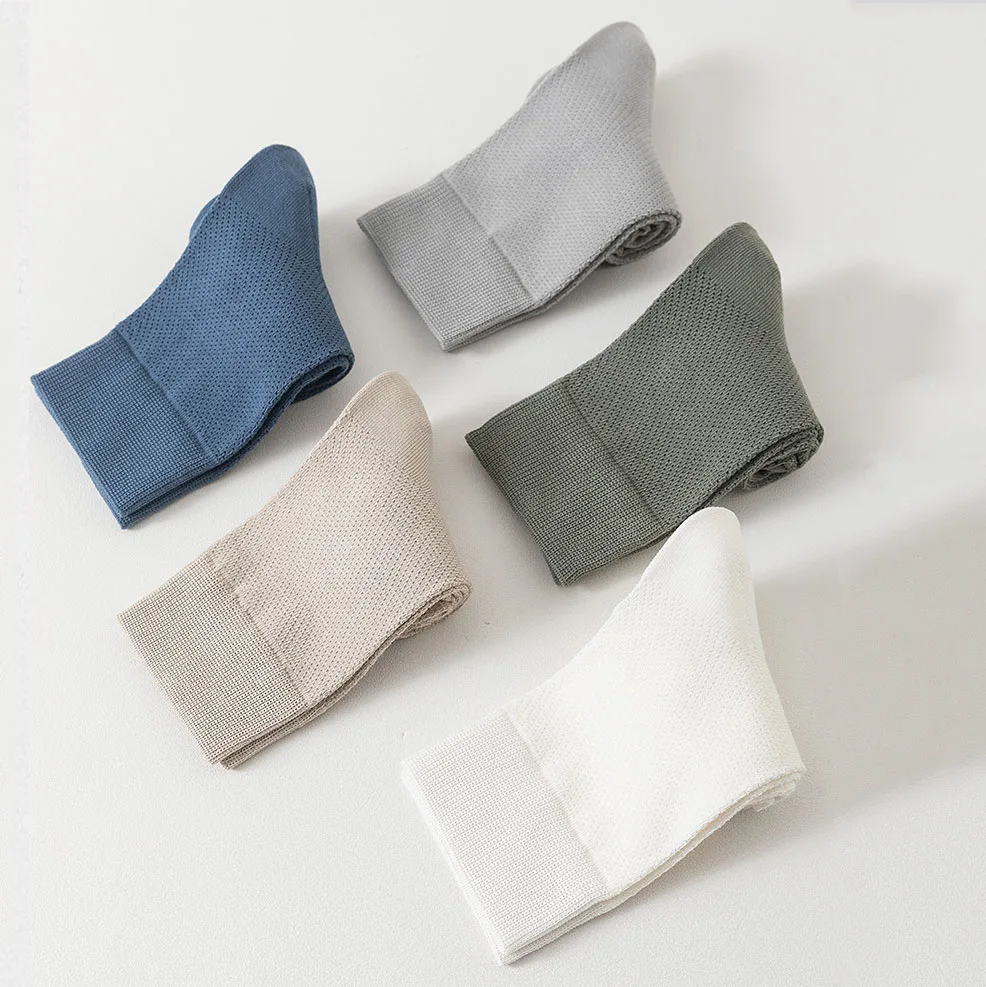 5 Pairs Men's Socks Spring And Summer Thin Mid Tube Sports Sweat Absorbing Socks Pure Cotton Socks Antibacterial Mesh Breathable