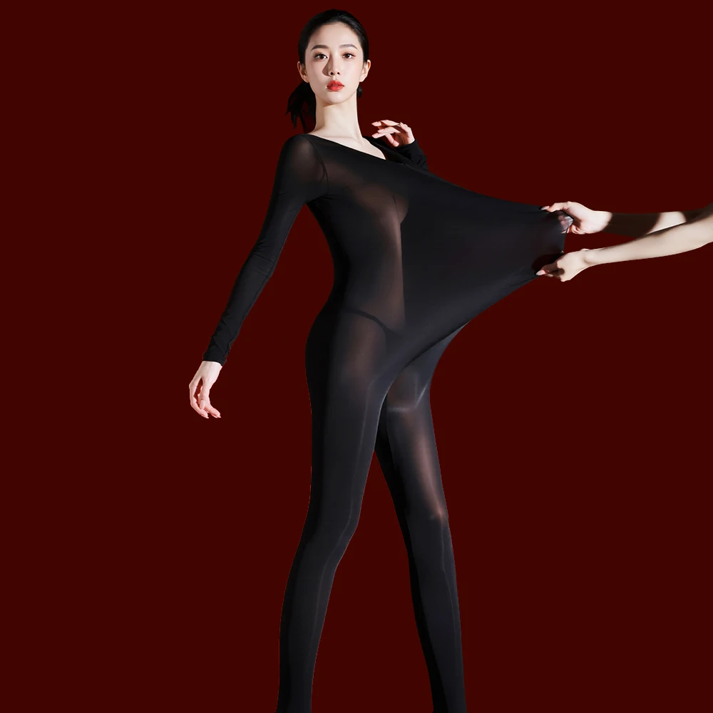 Women 6D 912 Pin Plus Size Bodysuit Oil Glossy Shiny Elastic Tights Body Stockings Yoga Shaping Jumpsuit Maid Leotard Leggings