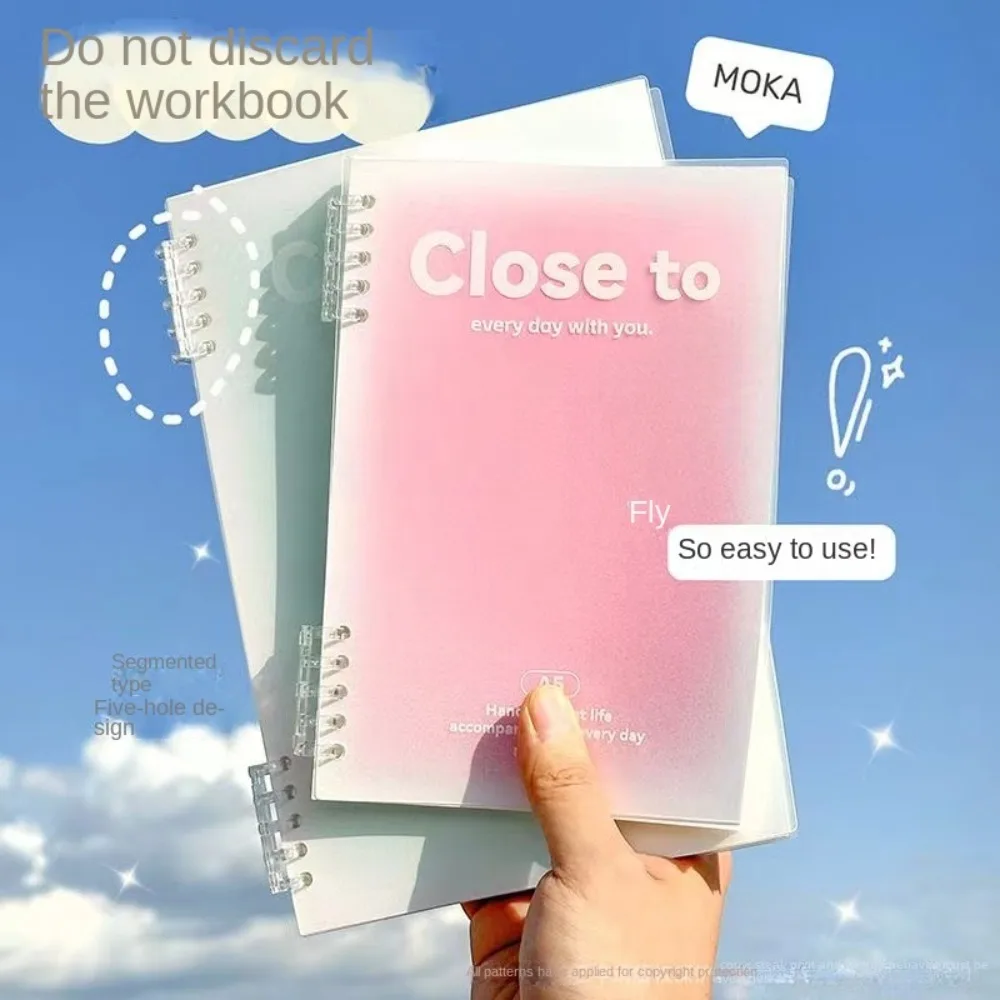 Simple Stationery A5/B5 Binder Notebook PVC Cover Gradient Color Kawaii Loose-Leaf Notebook 60 Sheets Horizontal Line