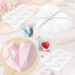 Cross-border Silicone Single Heart-shaped 6-8-diamond Love Cake Mold Baking Diy Mousse Chocolate Mold