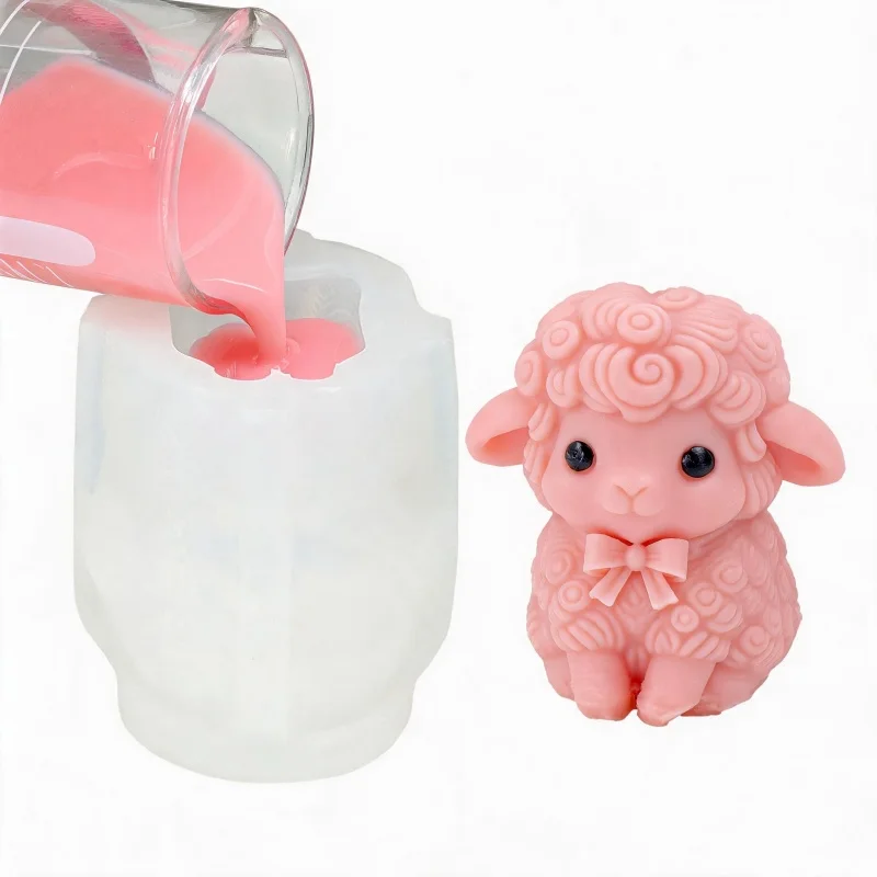 Molde de Silicone para Velas em Formato de Ovelha com Design de Virgem Maria e Cordeirinho, Ideal para Artesanato DIY, Velas, Gesso, Sabonetes e Decoração de Casa