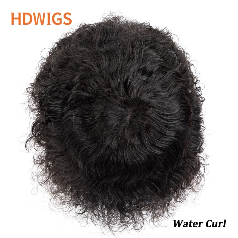 Afro Männer Kapillar prothese Wasser lockiger Mann Toupet indisches menschliches Haar System Einheiten 25mm Curl menschliches Haar Topper natürliche Farbe