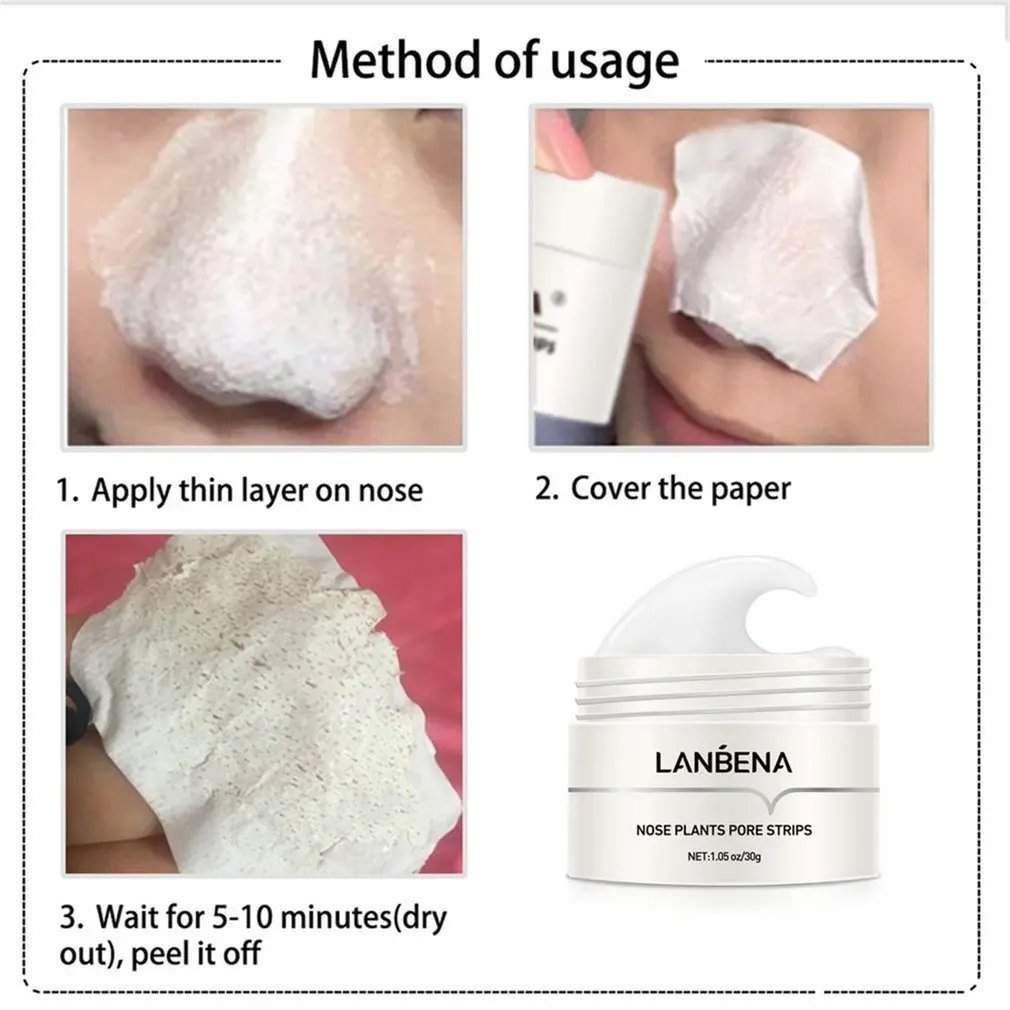 LANBENA-mascarilla Facial para eliminar espinillas, limpiador de poros, tiras, limpiador de puntos nasales, pegatina, exfoliante, 60 papeles