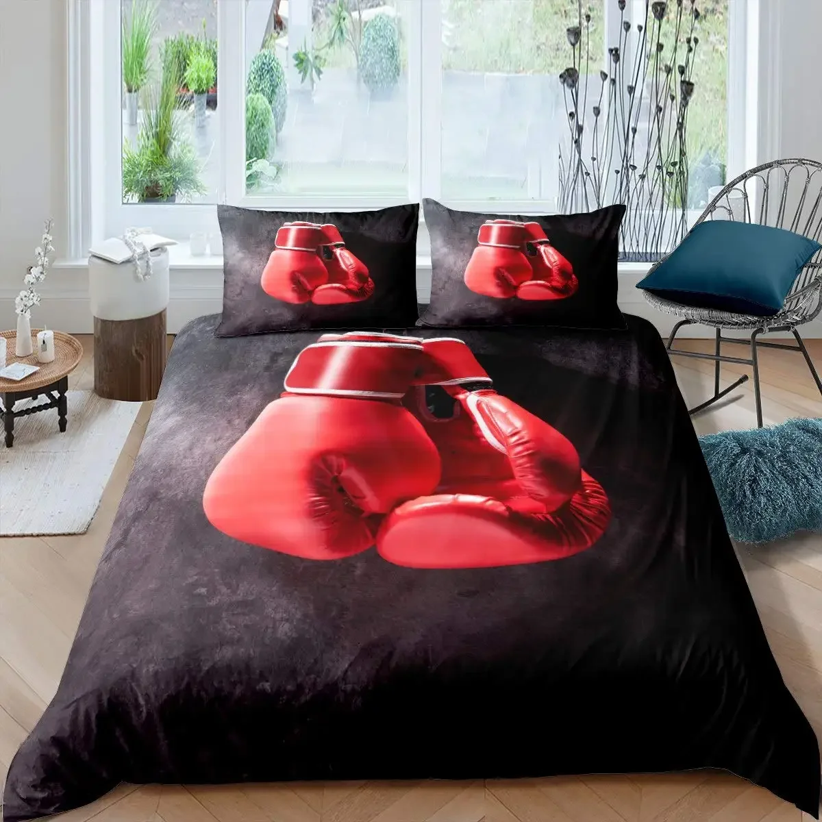 

3PCS Single-sided Exquisite Boxing Printed Comforter Bedding Sets Comfortable Bedspreads Comforter Duvet King Queen Bedding Gift