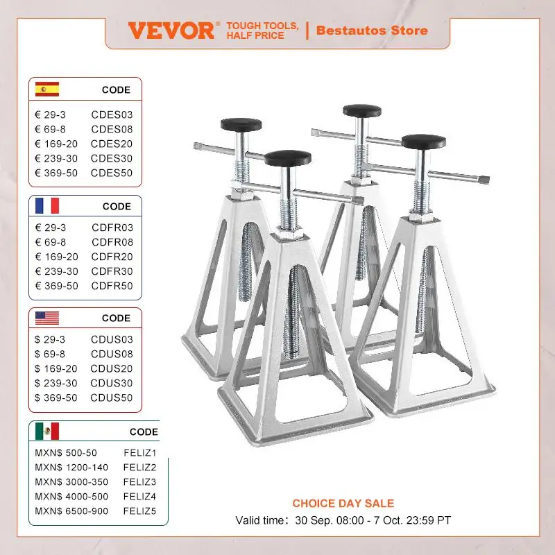 VEVOR-Alumínio RV Nivelamento Jacks, Jacks Estabilizador, Stack Jacks para Trailer Viagem, Campista, Único Parafuso Jack, 6000 Lbs, 4 Pack