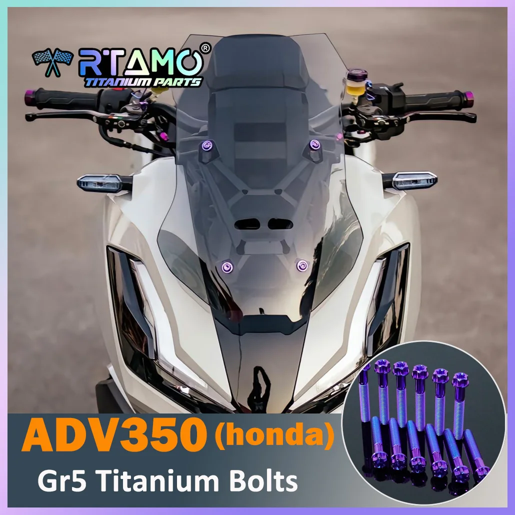 RTAMO Gr5 Titanium Windshield Switch Bolt Brake Pump Up Oil Cap Front Fender Brake Disc Caliper Screw Fit for Honda ADV350