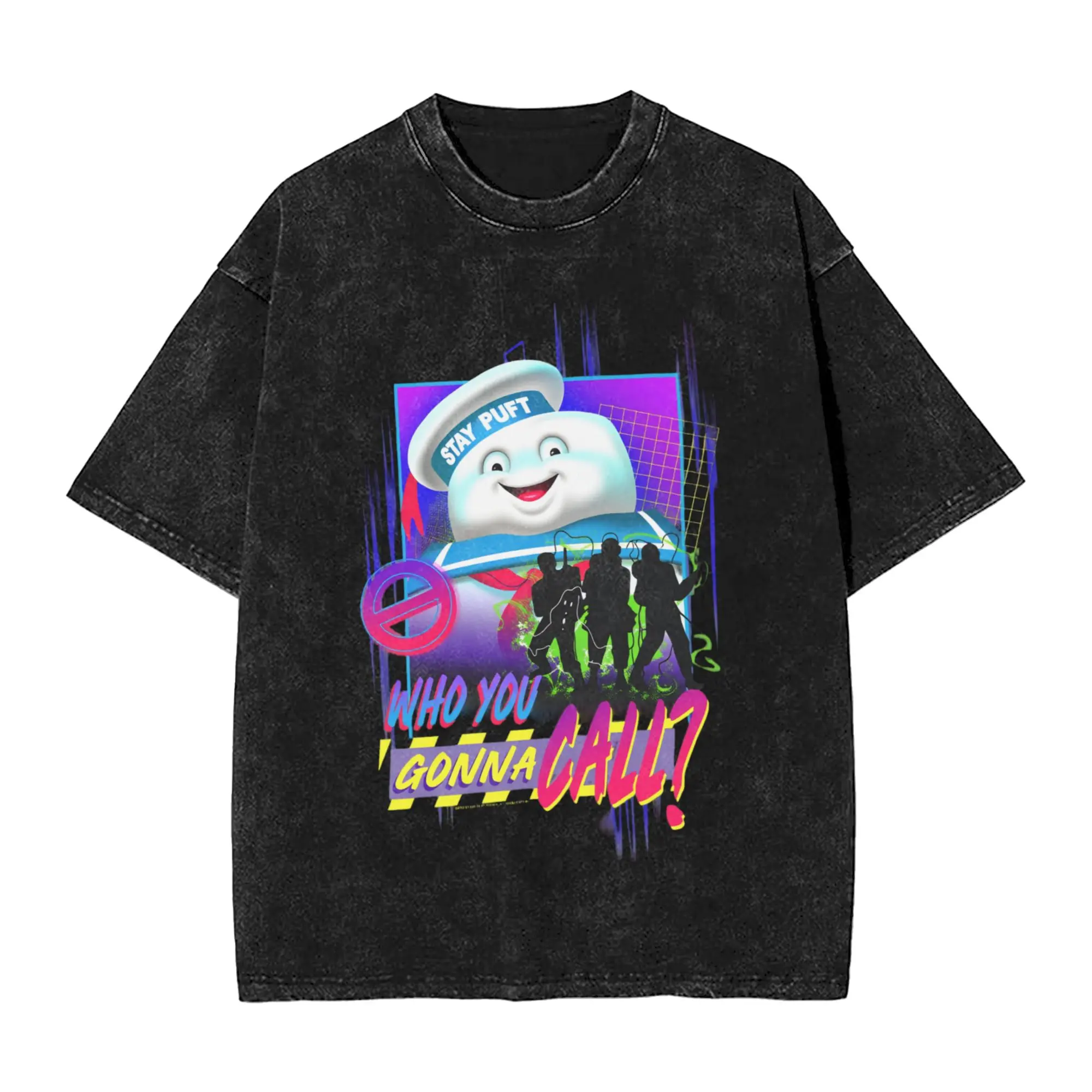 Men T-Shirt Ghostbusters Stay Puffy Washed T-Shirts Fashion  Summer Tee Shirt Street Style Print Cotton Clothes Birthday Present