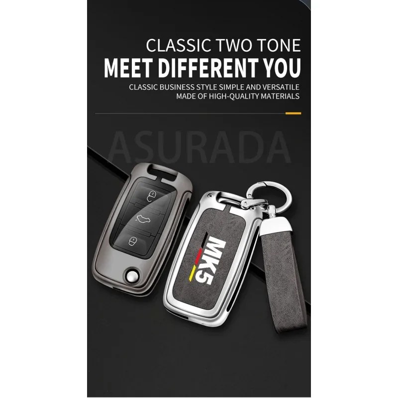 Auto TPU Zinc Alloy Key Case Bag For VW Volkswagen GOLF 5 MK5 Car Key Chain Car Metal Key Shell Interior Decoration Accessories