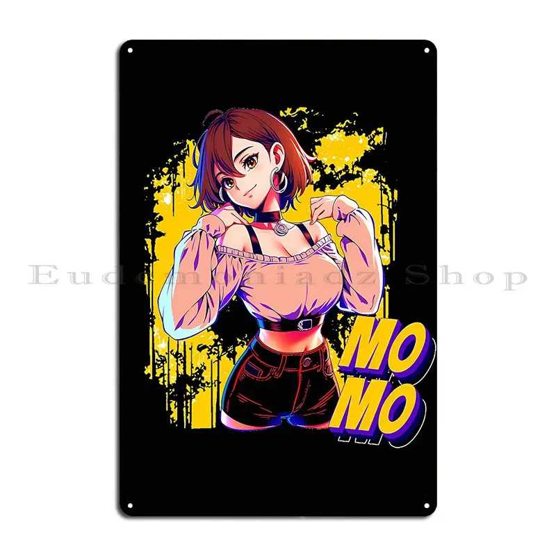 Cute Momo Ayase Dandadan Metal Sign Garage Cinema Wall Plaque Party Personalized Tin Sign Poster