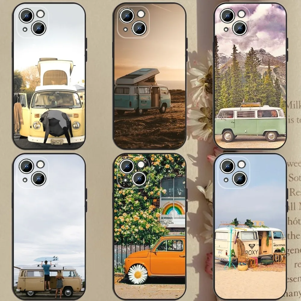 

Combi Van Surf Phone Case Phone Case For Apple iPhone 15,14,13,12,11,XS,XR,X,8,7,Pro,Max,Plus,mini Silicone Black Cover