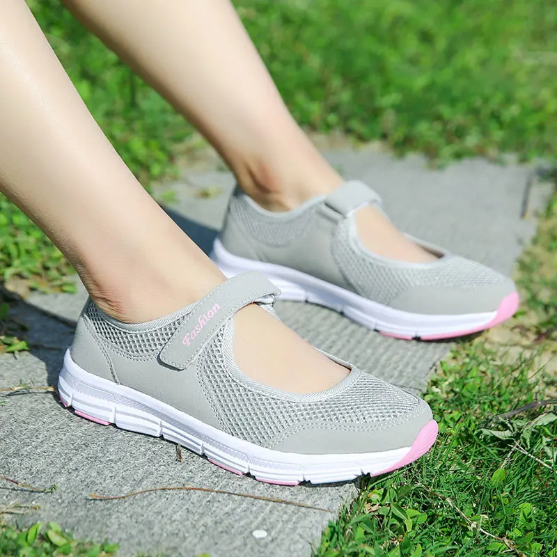 

Summer Breathable Women's Casual Sports Shoes for Healthy Walking Mary Jane Shoes Mesh Fashion Mom Gift Lightweight Flat Shoes