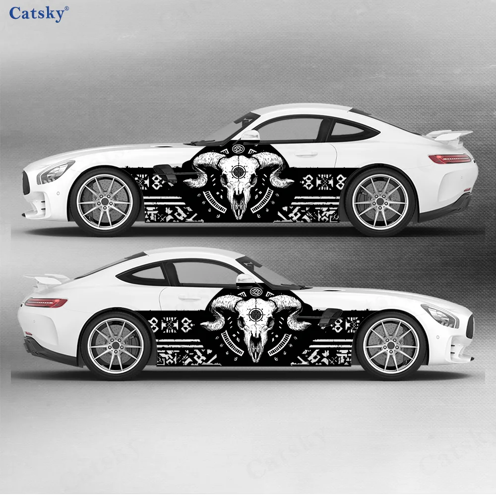 

Темный Бог Смерти, череп, рог, автомобильные виниловые наклейки, самоклеящаяся наклейка из ПВХ, подходит для грузовиков, внедорожников, Декор, автоаксессуары, подарок