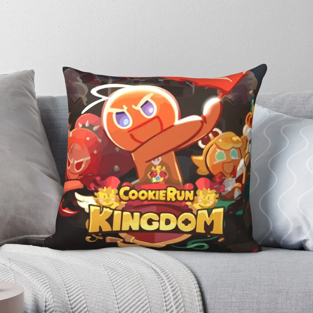 Cookie Run Kingdom Square Pillowcase Polyester Linen Velvet Creative Zip Decor Pillow Case Home Cushion Cover