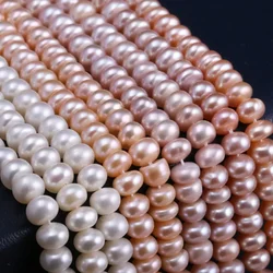 6-7mm Flat Round Natural Freshwater Pearl White Purple Pink Spacer Beads for Jewelry Making DIY Necklace Bracelet Accessories