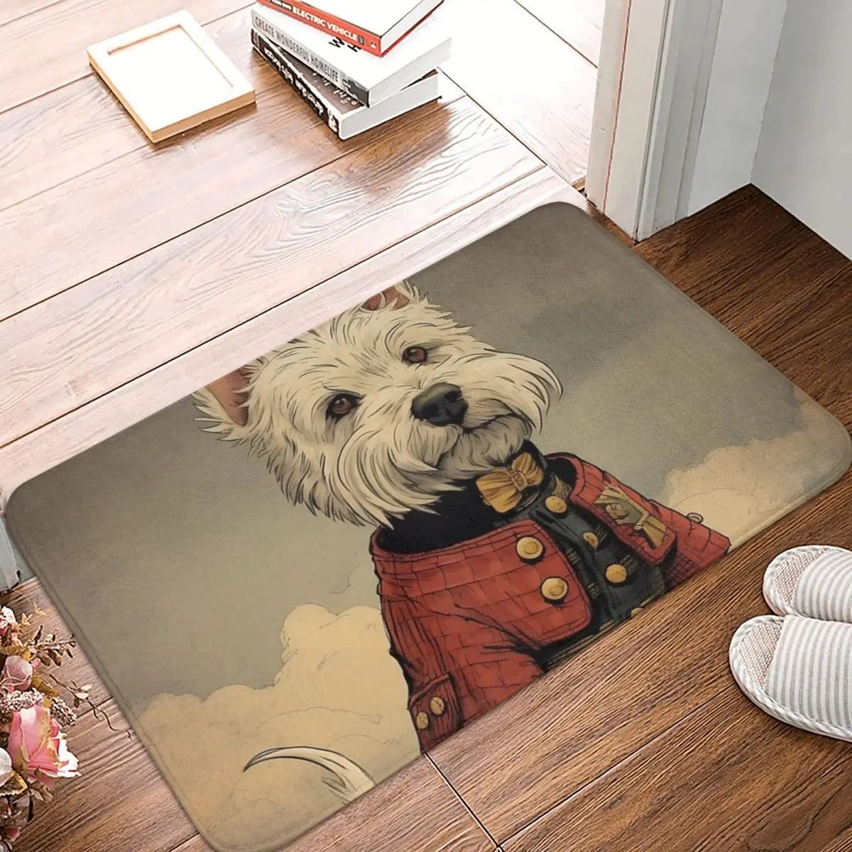 Happy-Go-Lucky West Highland Terrier Caricature Bedroom Mat West Doormat Kitchen Carpet Balcony Rug Home Decoration