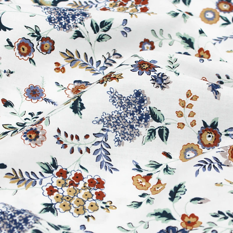 Small Floral Cotton Printed Fabric Fashion Pastoral Style Pure Cotton for Sewing by Half Meter