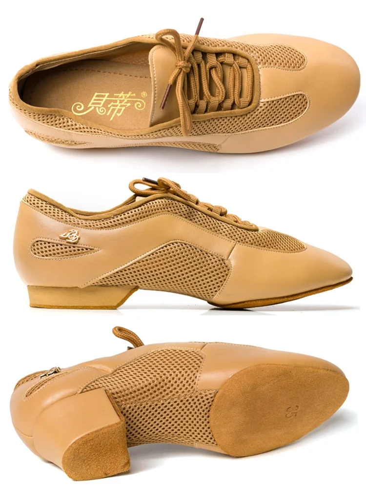 

Bet AM2 Latin Dance oes Teachers Flat mid Heel Profional Practice oes Leather Bright Colors Skin Bla for Men And W...