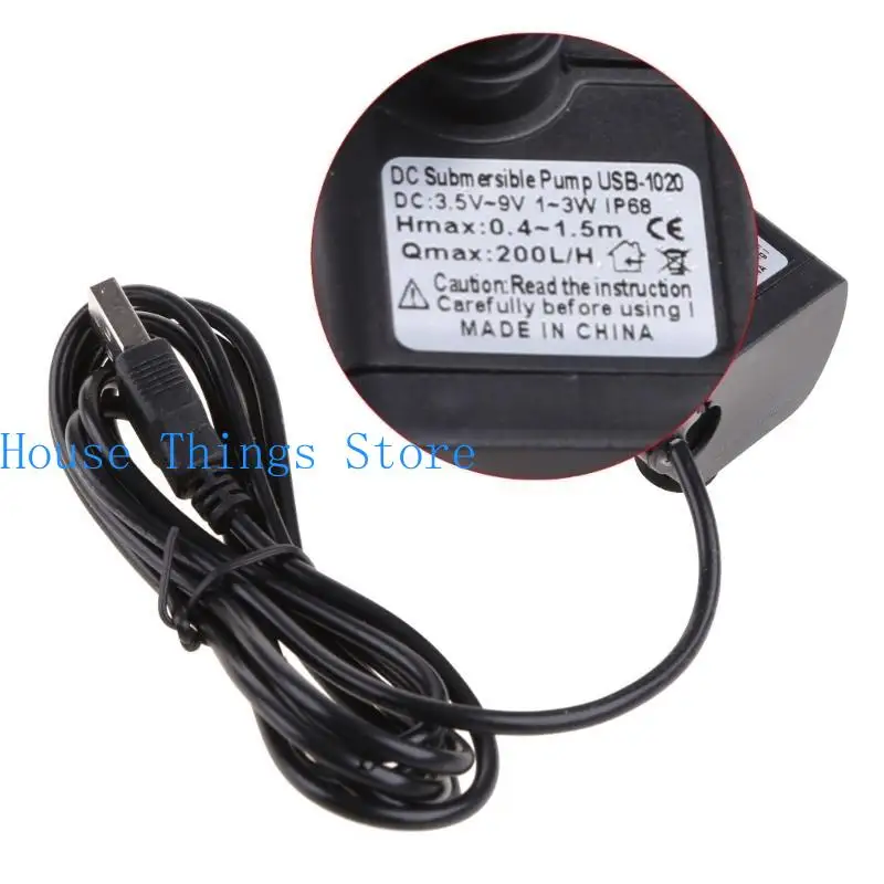 

652F USB Submersible Water Pump DC3.5V-9V 3W Water Fountain Pump Replacement Ultra Quiet Flow Adjustable Water Pump