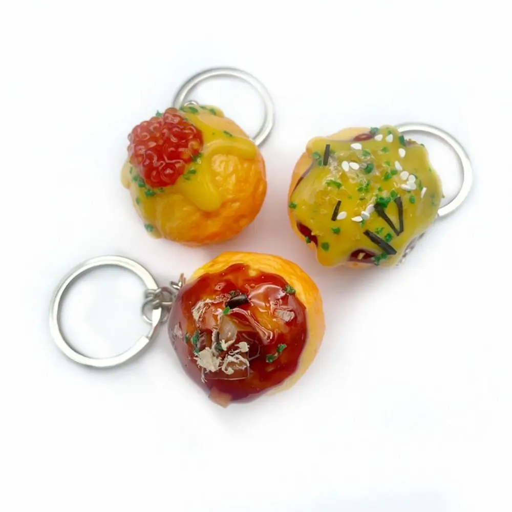 Funny Bag Pendant Simulation Food Key Chain Jewelry Accessories Car Keychains Takoyaki Pendant Charms PVC Keychain Couple