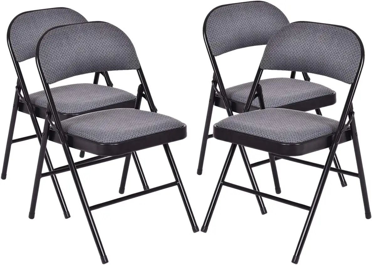 4-Pack Folding Chairs, Fabric Dining Chair Set with Metal Frame, Padded Seat and Back, Non-Slip Foot Pads, Foldable Event Chairs