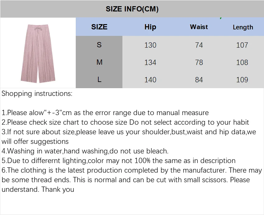 Women's Striped Pants 2026 New Summer Mid-waist Lace Up Pleats Casual Female Fashion Vintage Wide-leg Pants