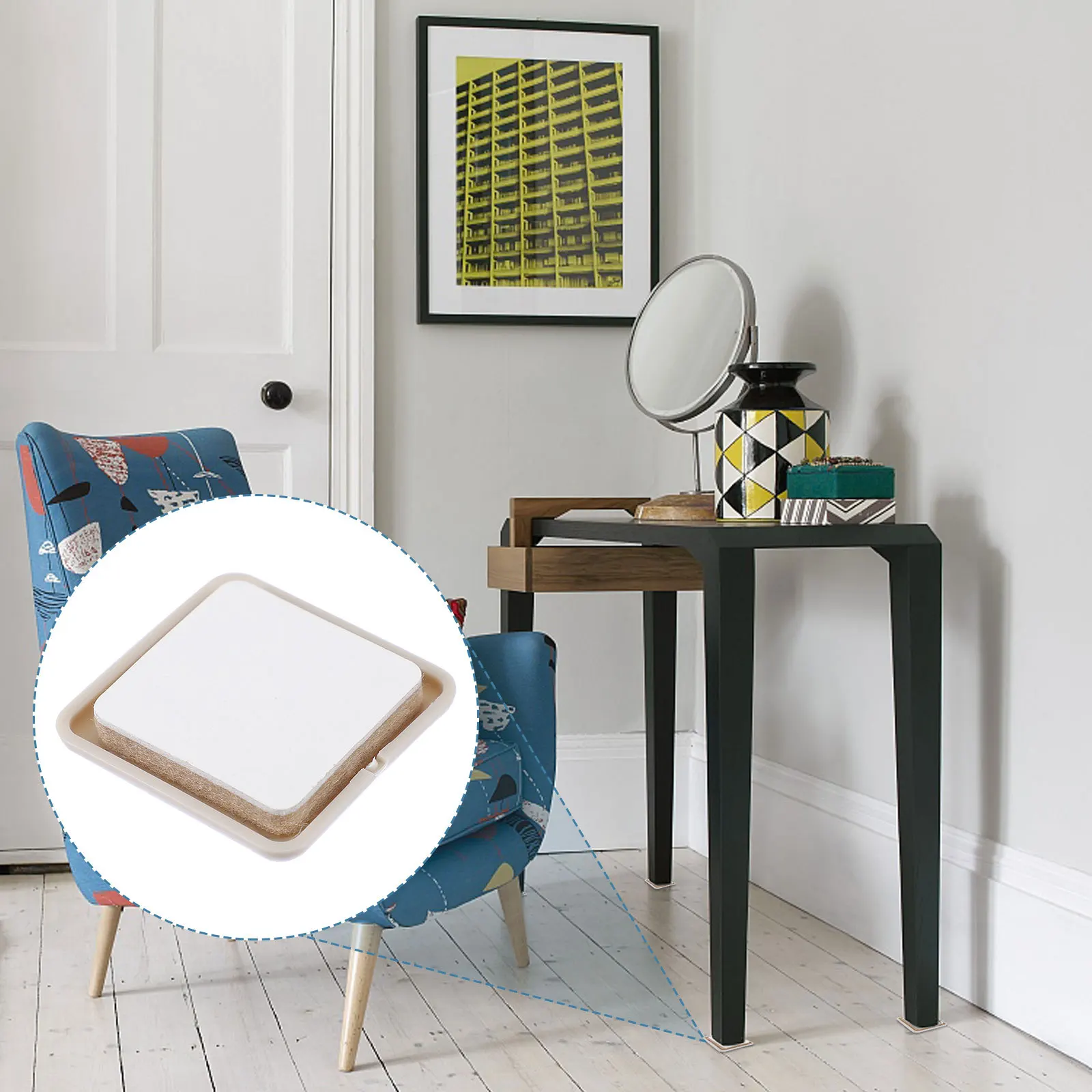

16Pcs Furniture Leg Bottom Pads Square Self-Adhesive Floor Protectors for Chair Table Feet Glide Furniture Leg Bottom Mat