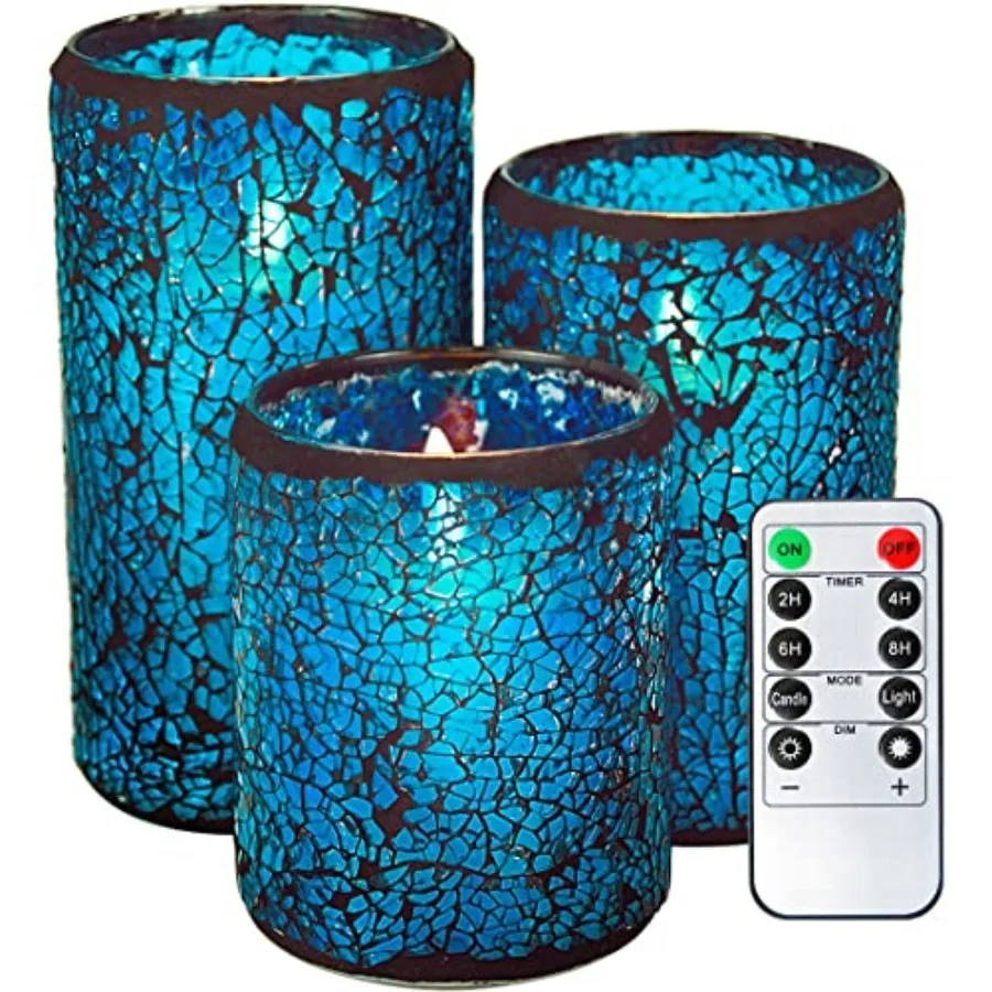 

Светодиодная мозаичная свеча без пламени с эффектом треснувшего стекла и мерцающим фитилем - Декор для свадебных столов и каминов - S