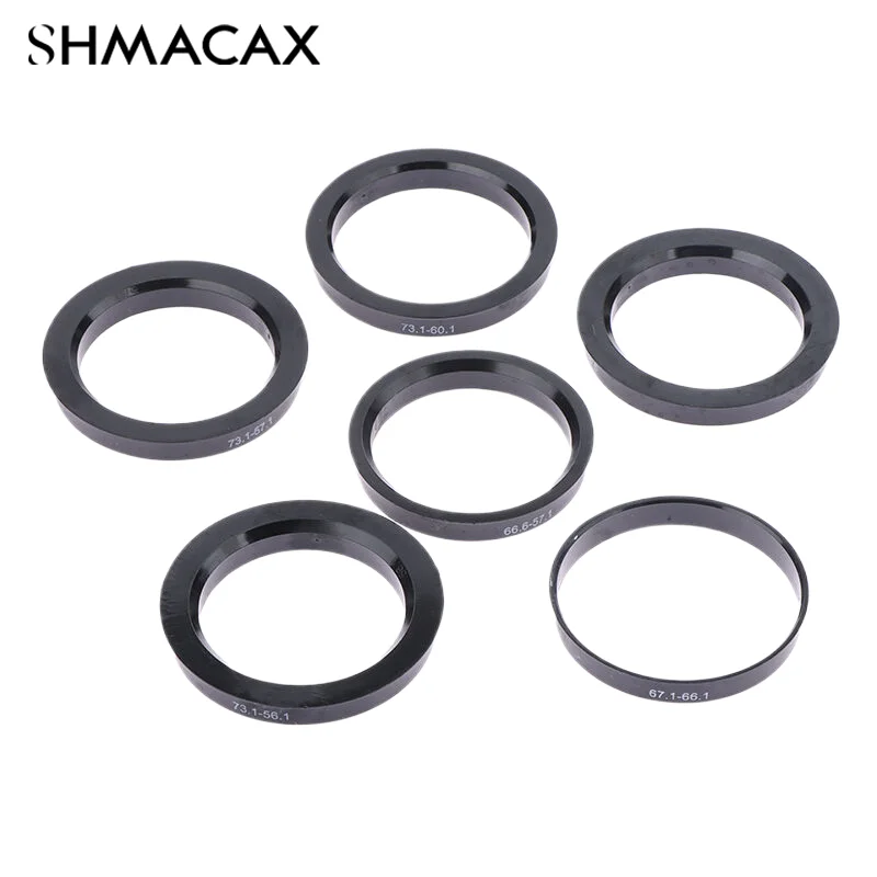 4pcs Car Plastic Wheel Hub Centric Rings Center Bore 66.6-57.1 67.1-60.1 67.1-66.1 73.1-56.1 73.1-56.6 73.1-57.1 73.1-60.1 Black