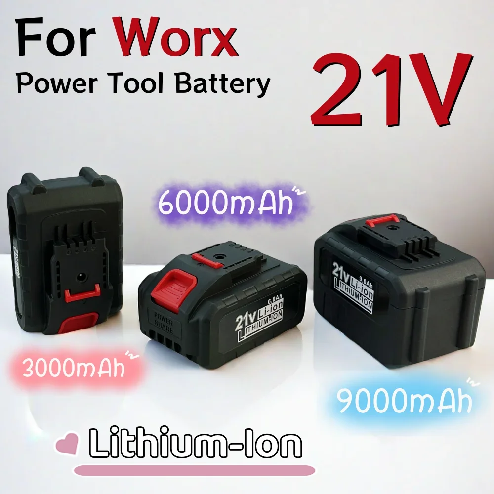 

21V 3.0/6.0/9.0Ah Lithium-ion Power Tool Battery Suitable for Worx WA3551 WA3553 WA3641 WG629E WG546E WU268 Battery Replacement