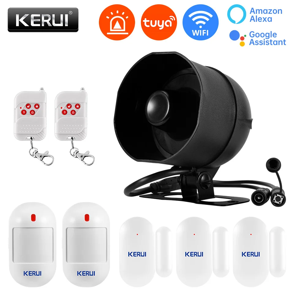 Fuers WIFI Wireless Loud 120dB Alarm Tuya WIFI Detector Door Sensor Siren Speaker Security System Smart Home Alexa Compatible