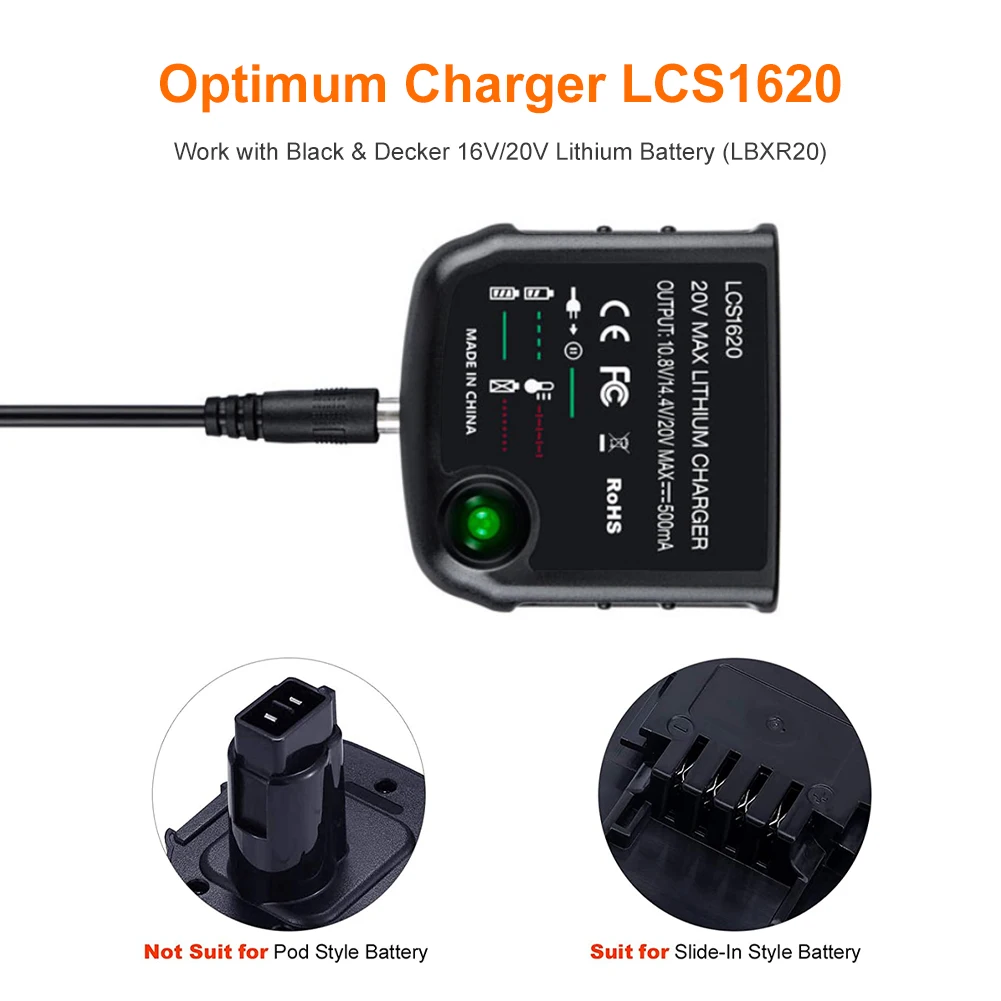 For Black&Decker BL1518 BL1512 Li-ion Battery Charger 10.8V 14.4V 18V 20V Serise LBXR20 Electric Drill Screwdriver Tool Accesso