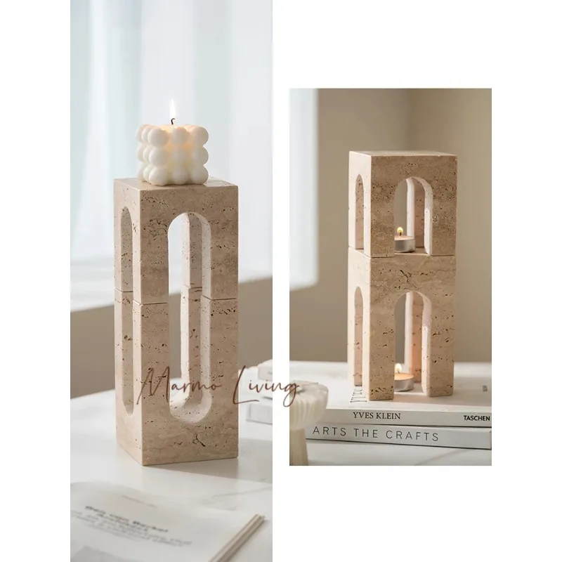 

Minimalism Marble Sculptures for Home Decoration Luxury Travertine Ornament for Coffee Table Shelf Entryway Living Room Decor