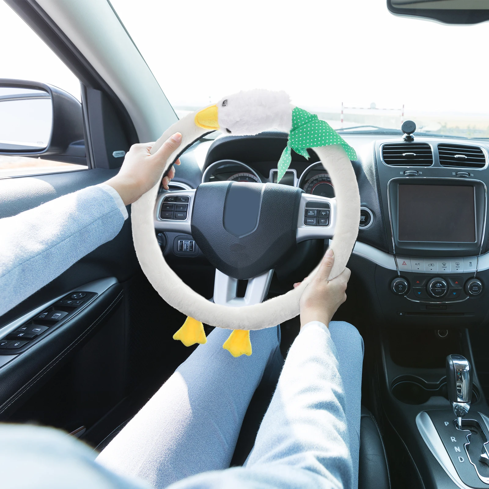 

Furry Steering Wheel Cover Warm Car Accessories Universal Winter Heater Soft Rubber Straps Protect Scratch Practical Gift
