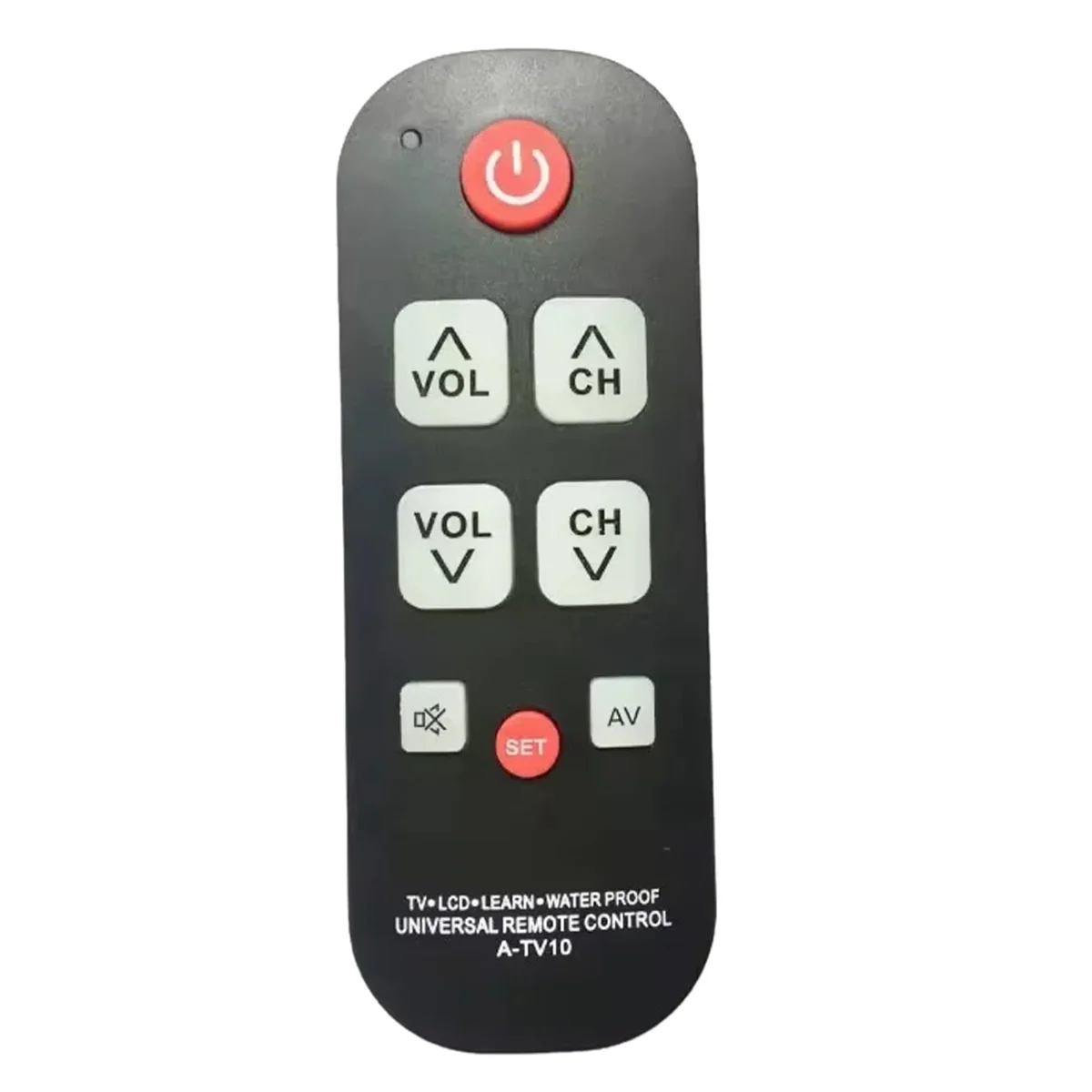 A73E-A-TV10 TV Remote for Seniors Universal Controller Simple Waterproof Remote Control with LED Light for All TV Models