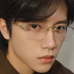 Anti Blue Light Rimless Myopia Glasses Women Men Luxury Metal Ultralight Eyeglasses Frameless Eyeglasses -1.0...To -4.0