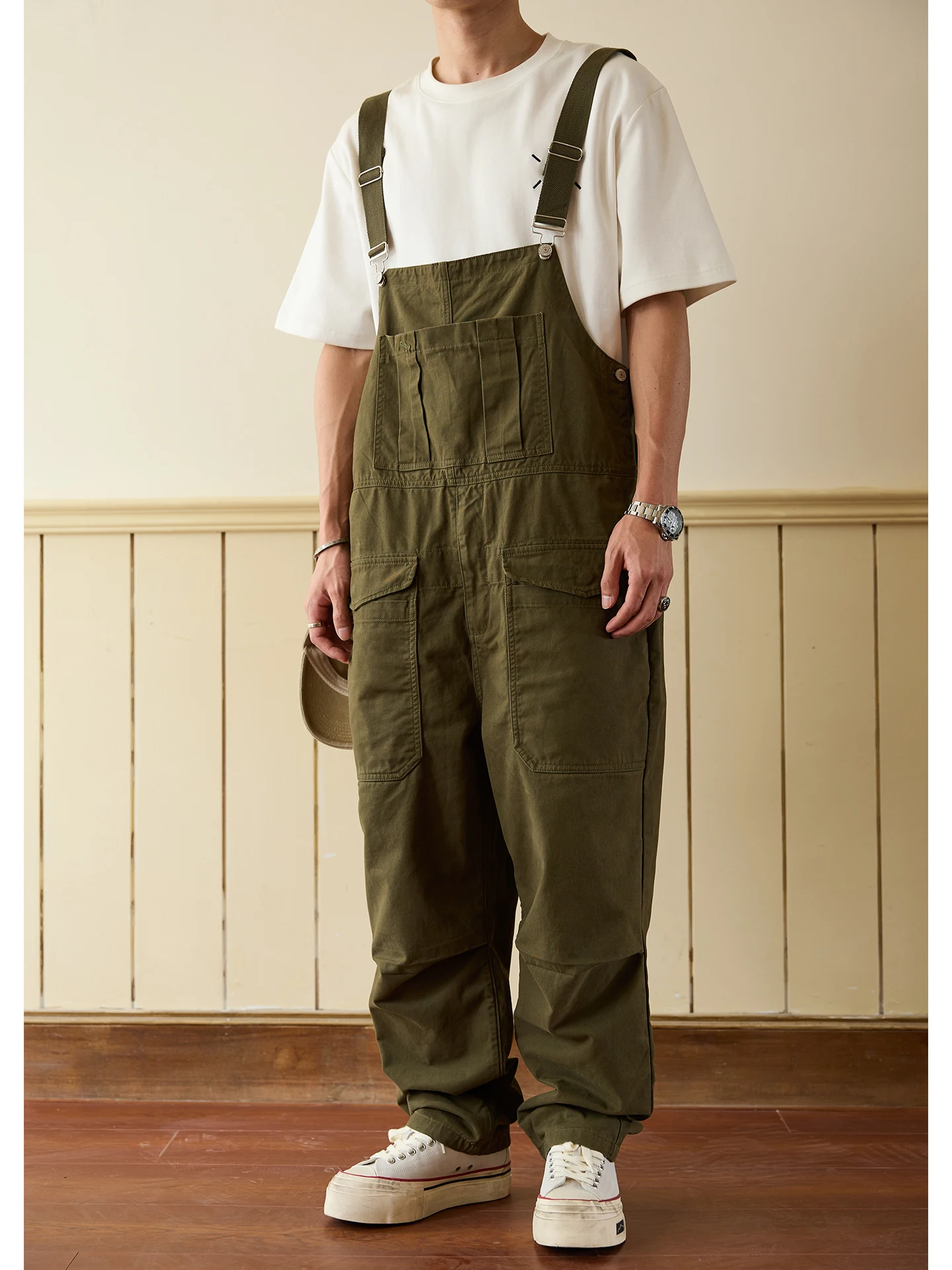 

Heavy Du Workwear Overalls Men's Trendy Loose Straight Leg Jumpsuit Vintage Multi ket Couple Casual Harn Pants