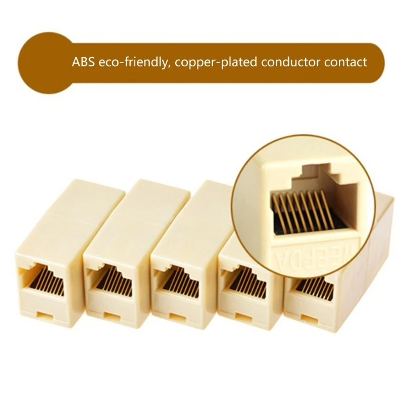 10Pcs RJ45 Ethernet Adapter Dual Straight Head LAN Cable Coupler 5 5E CAT6 6a Plug Extender Connector Socket