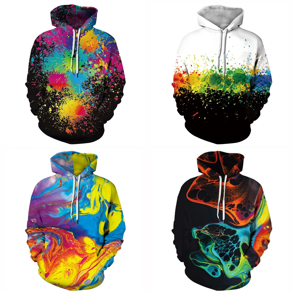 

Watercolor Paint Colorful 3D Printing Men Harajuku Style Hoodies Women Fashion Hooded Sweatshirts Spring Autumn Pullover Clothes