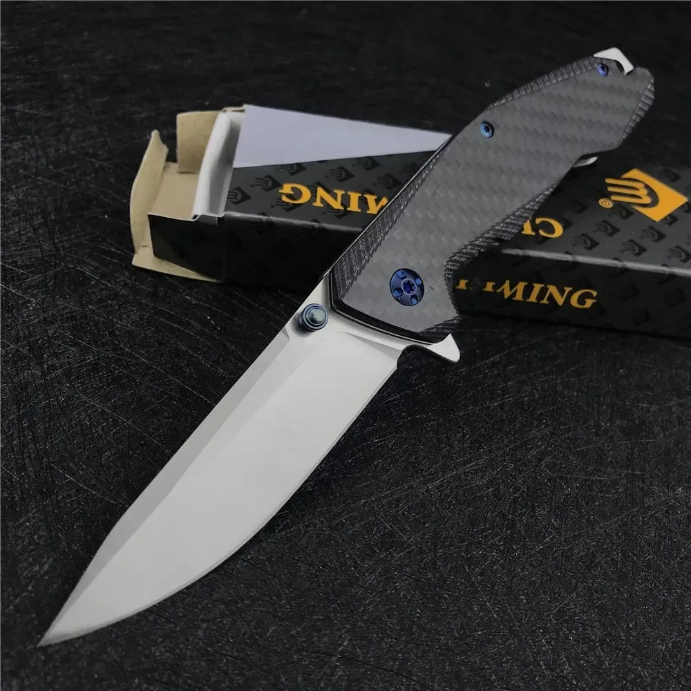 Folding KnifePocket Knife 8Cr13MoV Steel Titanium Carbon Fiber Handle Outdoor Camping Hunting Survival Knives Kitchen Knife