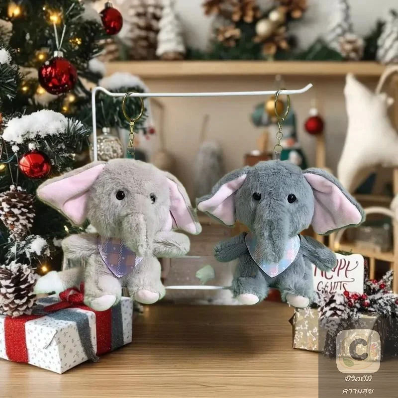 رائعتين الكرتون الفيل القطيفة كيرينغ. حامل مفتاح دمية الحيوان المحشو؛ لعبة لينة حقيبة قلادة وديكور حقيبة الظهر #6