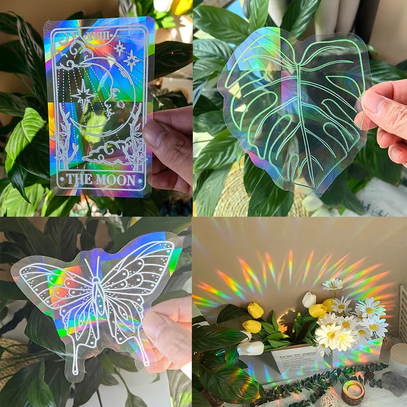 

PVC 3D Rainbow Sun Catcher Wall Stickers Cat Bear Spaceship Planet Suncatcher Self Adhesive Window Stickers Room Home Decor