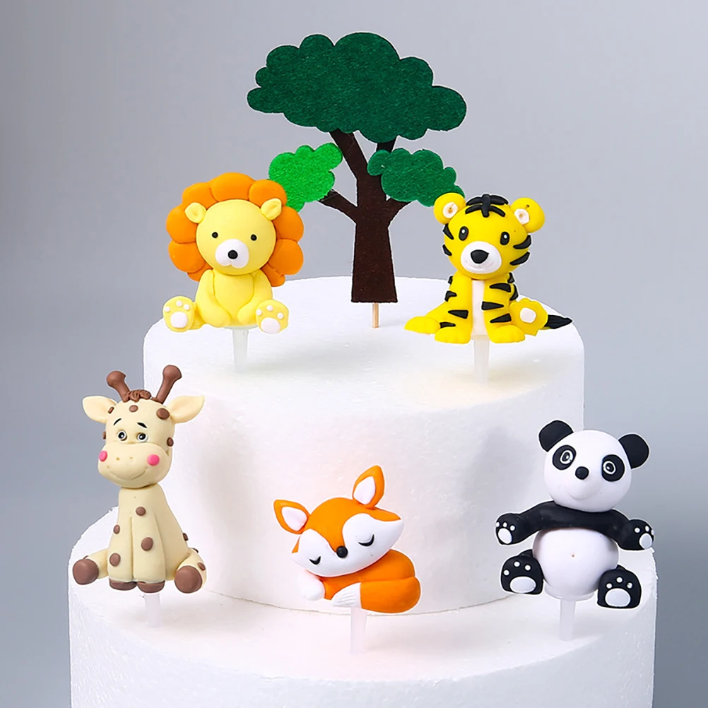 

5 Pcs Birthday nament Party Supplies Vivid Birthday Picks Animals Topper Design Cake Cake Topper nament Decor